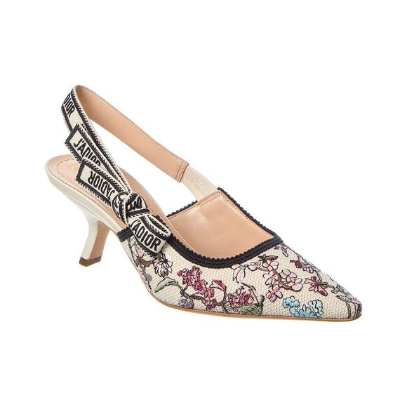 Dior J'adior Canvas & Leather Slingback Pump, White - Picture 1 of 5
